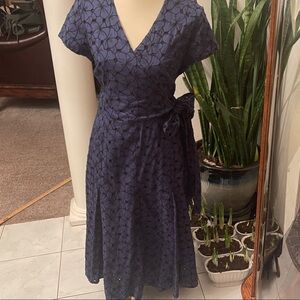 Talbots Navy Blue Floral Dress